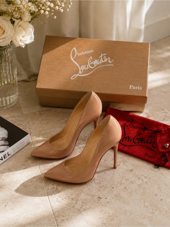 Christian Louboutin Shoes - Christian Louboutin Nude Patent Pigalle Stiletto Pumps, 100mm, 36